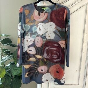 Trisha Tyler Floral Long Sleeve Tunic Top | Small